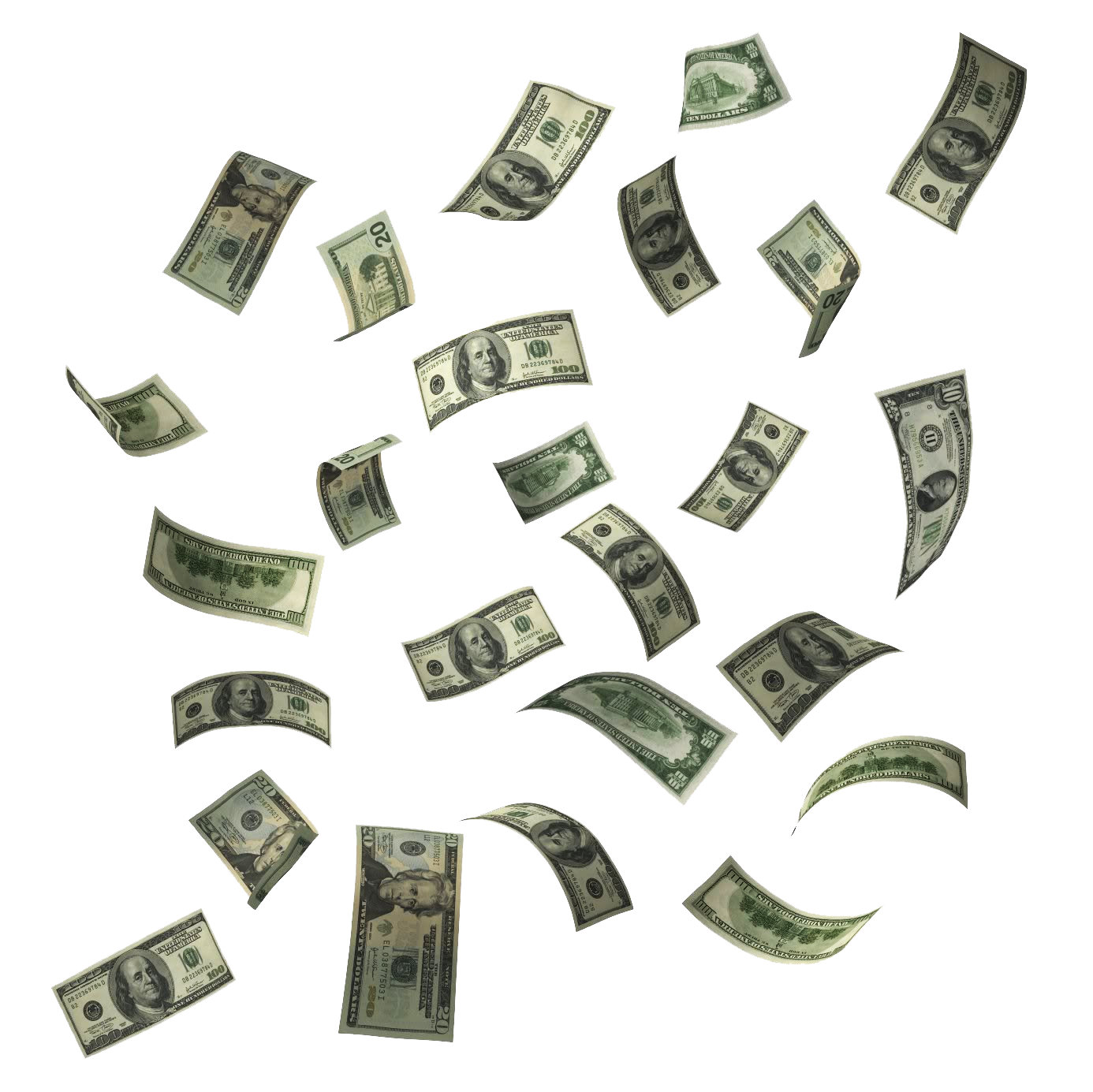 Falling_ U S_ Dollar_ Bills_ Background PNG image