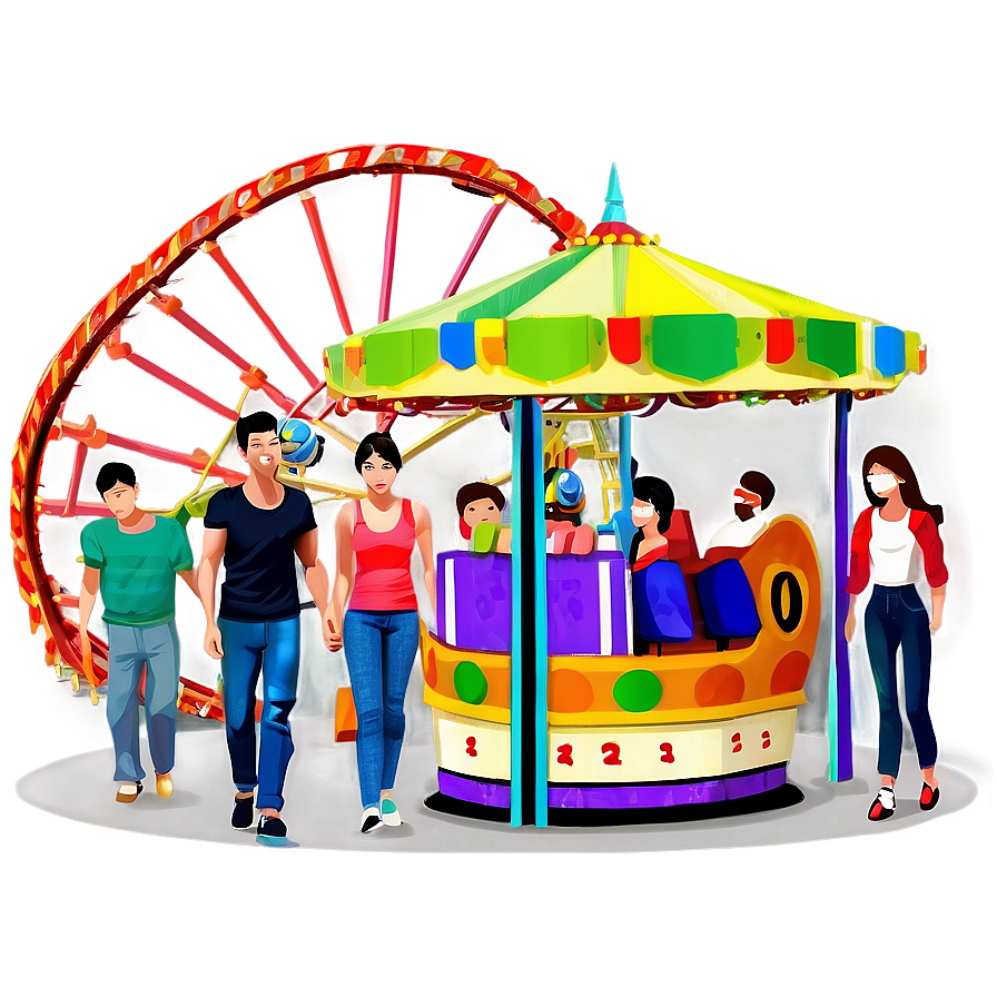 Family At Amusement Park Png Oua PNG image