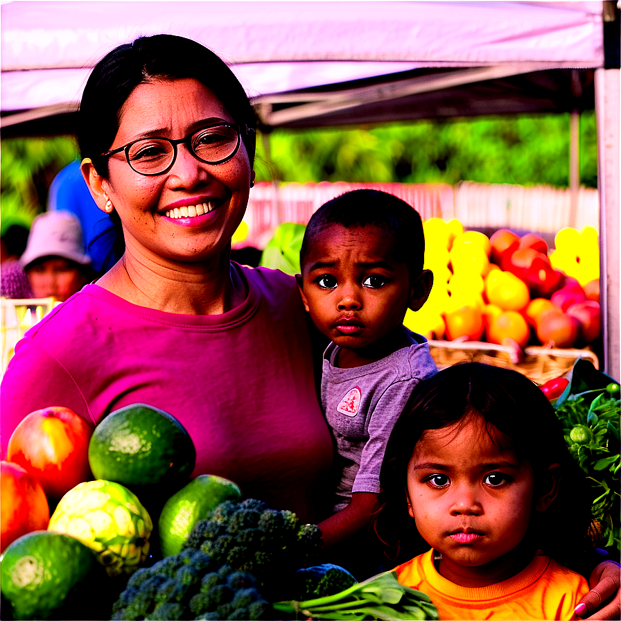 Family At The Farmers Market Png Sti PNG image