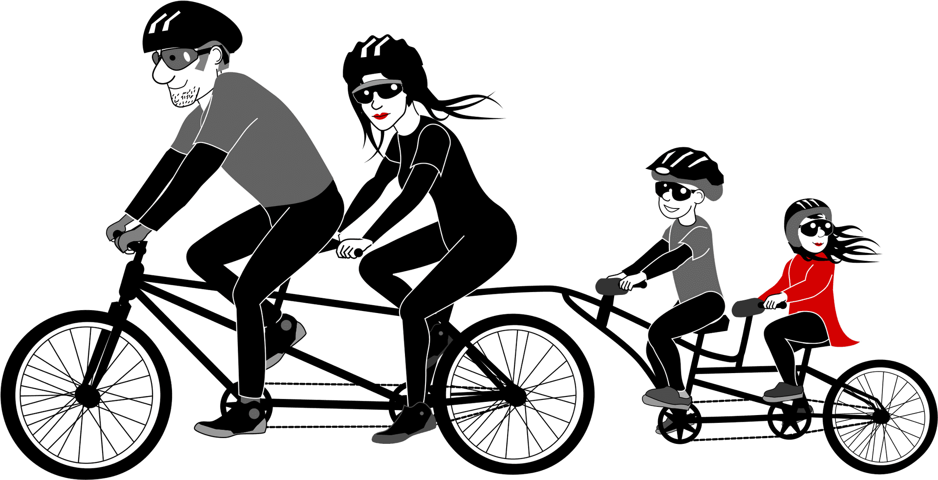 Family Bike Ride Illustration PNG image
