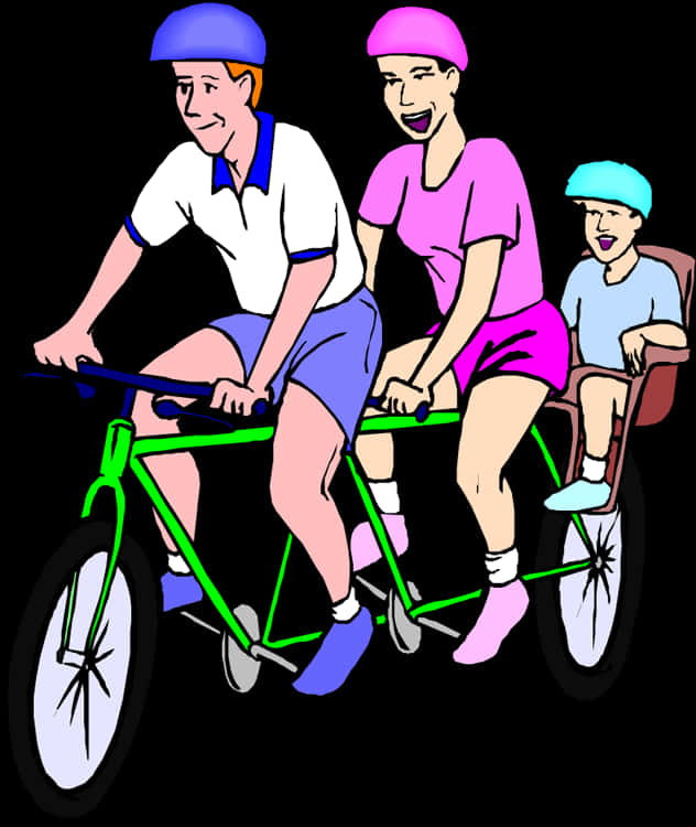 Family Bike Ride Illustration PNG image