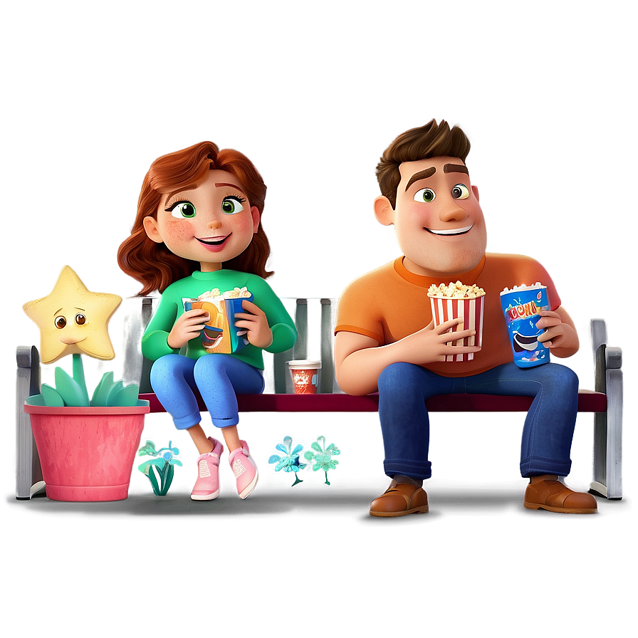 Family Cartoon Movie Night Png 06282024 PNG image