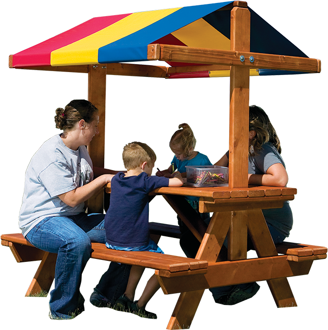 Family Enjoying Outdoor Picnic Table PNG image
