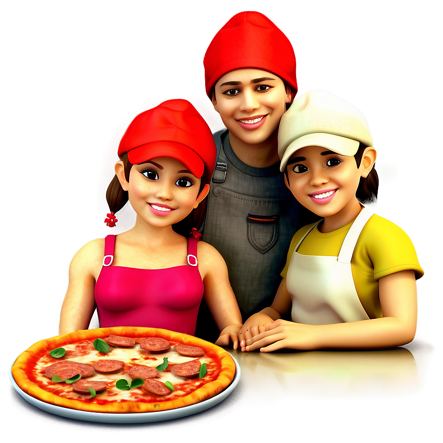 Family Making Pizza Png 05042024 PNG image