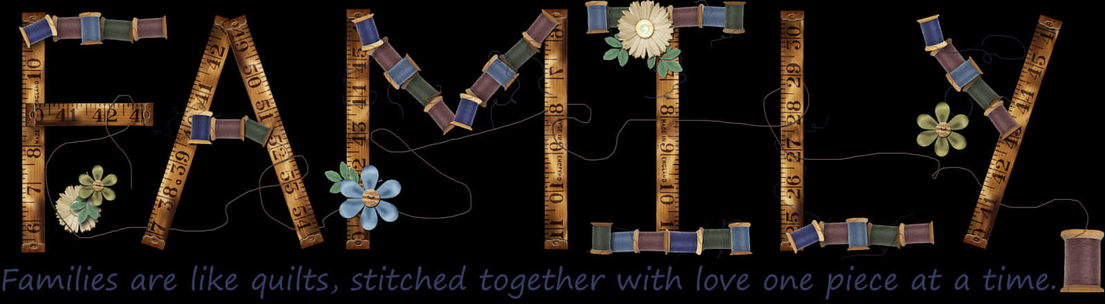 Family Quilt Inspirational Quote PNG image