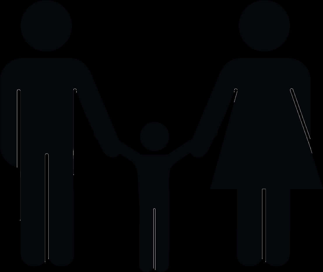 Family Silhouette Holding Hands PNG image