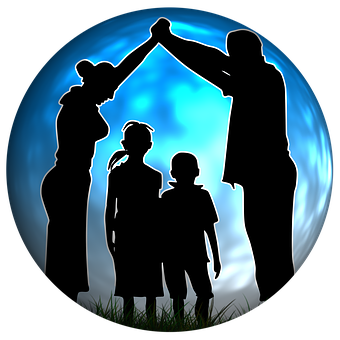 Family Silhouette Under Moonlight PNG image