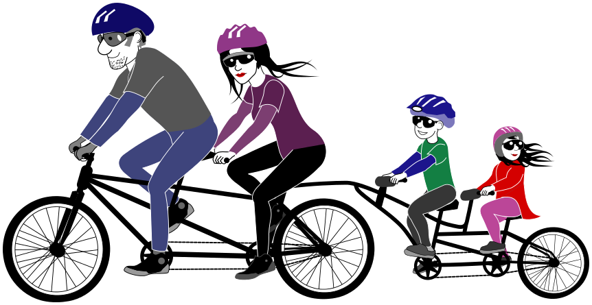 Family Tandem Bike Ride PNG image
