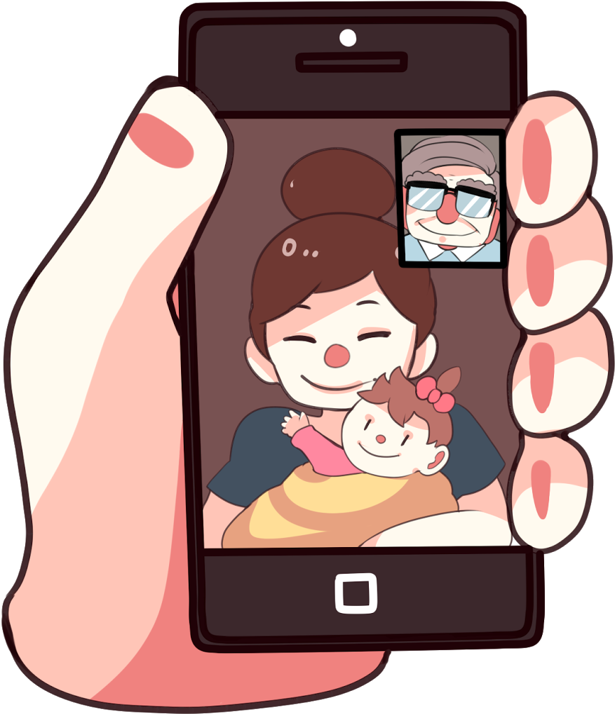 Family Video Call Cartoon PNG image