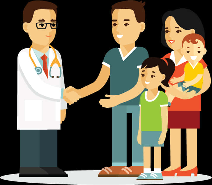 Family Visiting Doctor Cartoon PNG image