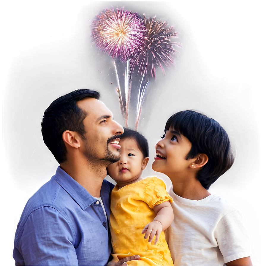 Family Watching Fireworks Png Knf66 PNG image