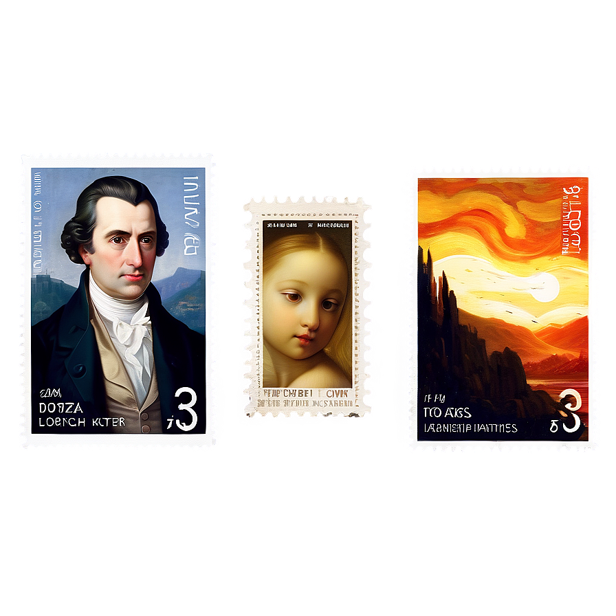 Famous Paintings Postage Stamp Png Iha PNG image