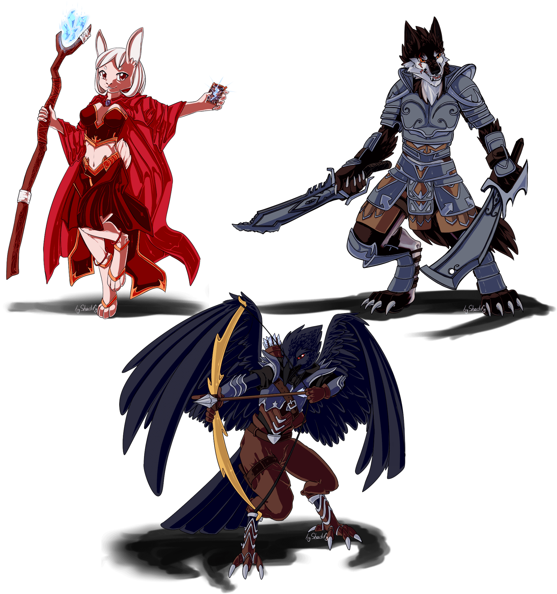 Fantasy Animal Characters Trio PNG image