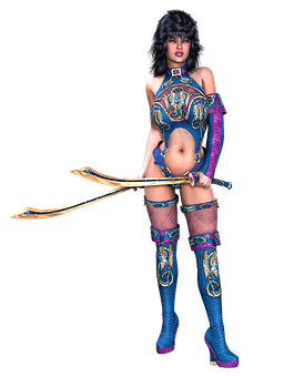 Fantasy Archer Warrior Girl PNG image