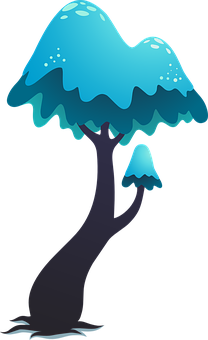 Fantasy Blue Glowing Tree PNG image