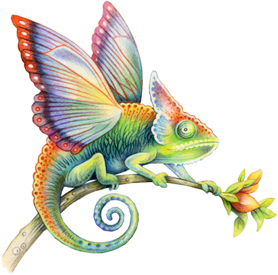 Fantasy Chameleon Butterfly Wings PNG image