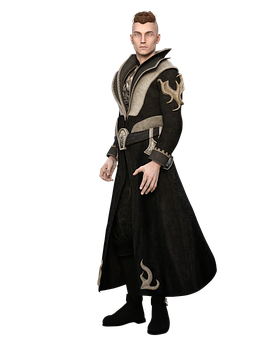 Fantasy Characterin Black Coat PNG image