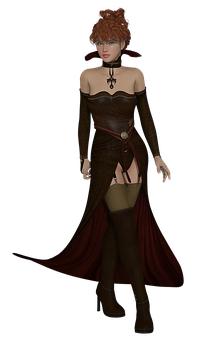 Fantasy Characterin Brown Dress PNG image