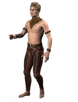 Fantasy Characterin Brown Outfit PNG image