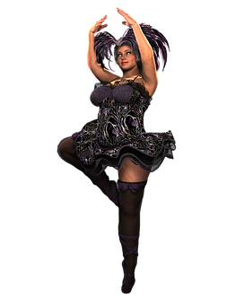 Fantasy_ Dancer_in_ Purple_ Costume PNG image