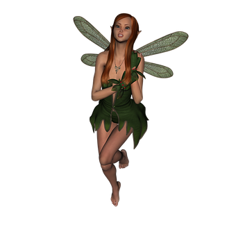 Fantasy Fairyin Green Dress PNG image