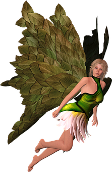 Fantasy Fairywith Leaf Wings PNG image