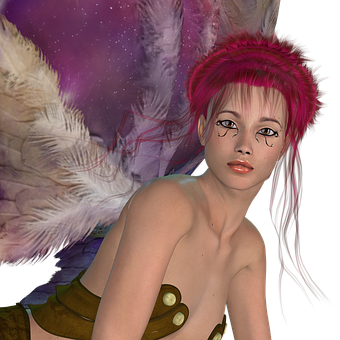 Fantasy Female Portrait Pink Hair PNG image