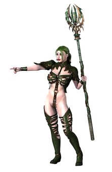 Fantasy Game Female Characterwith Staff PNG image