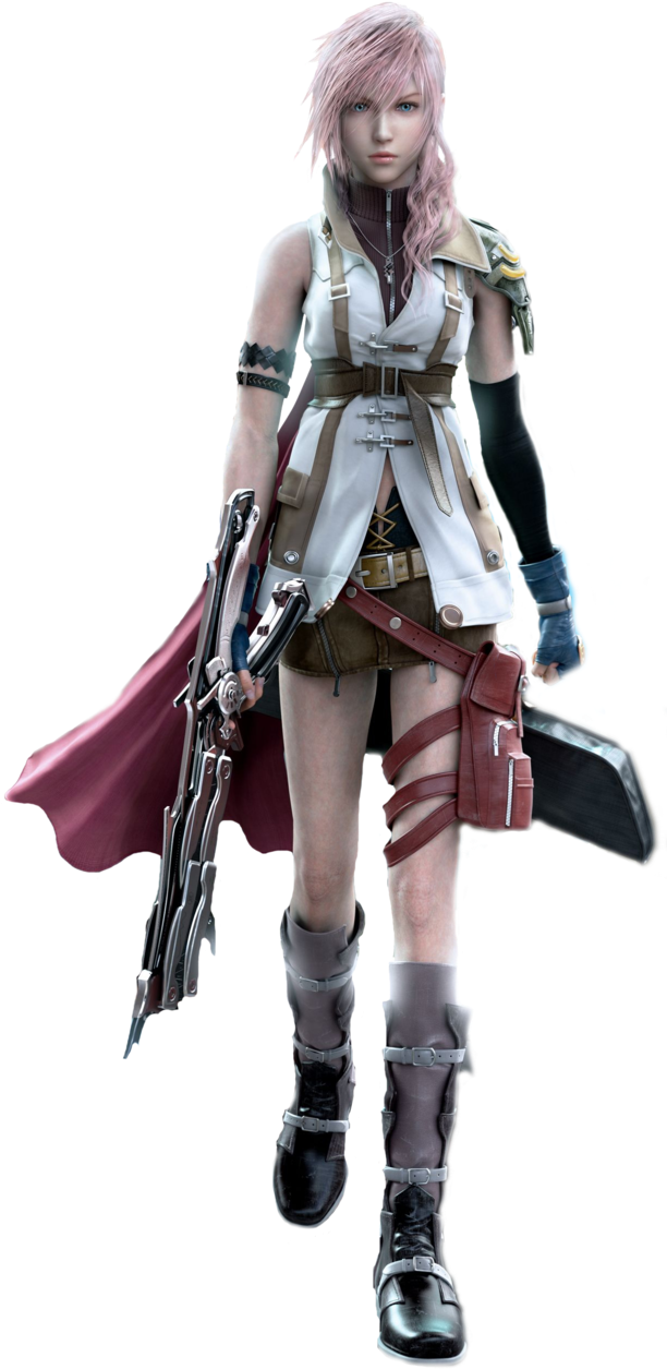 Fantasy Game Female Warriorwith Swordand Gun PNG image