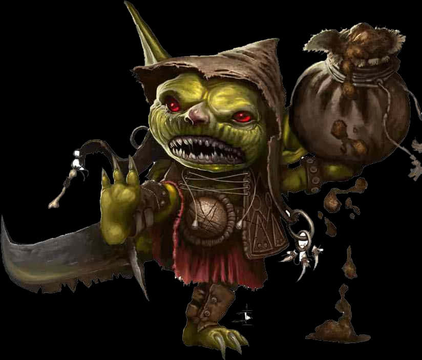 Fantasy Goblin Warrior Artwork PNG image