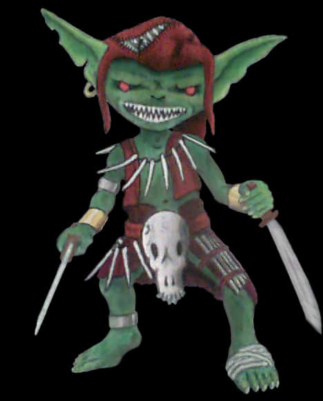 Fantasy Green Goblin Figure PNG image