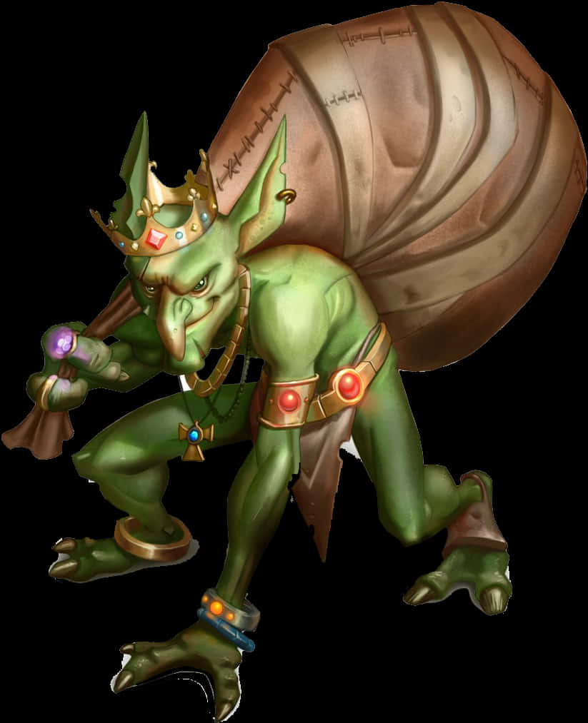 Fantasy Green Goblin Illustration PNG image