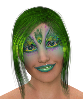 Fantasy Green Haired Woman PNG image