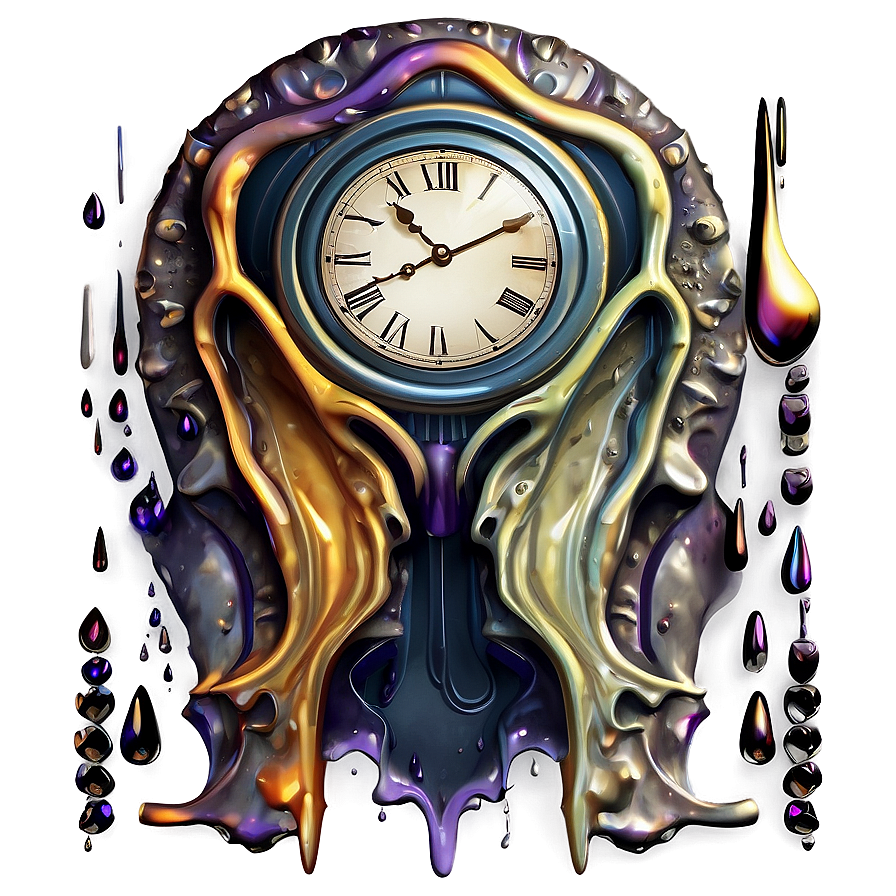 Fantasy Melting Clock Artwork Png 06282024 PNG image