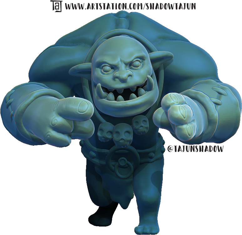 Fantasy Orc Character Pointing PNG image