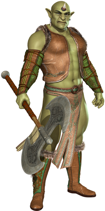 Fantasy Orc Warrior Render PNG image