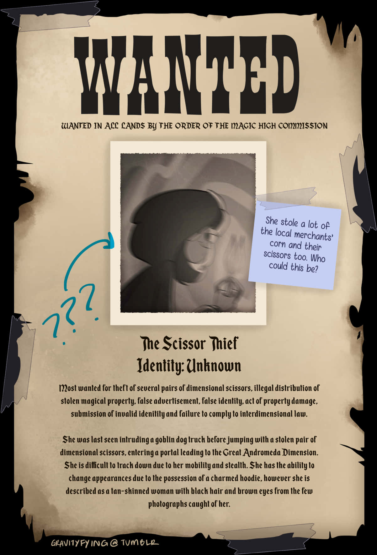 Fantasy Wanted Poster Scissor Thief PNG image
