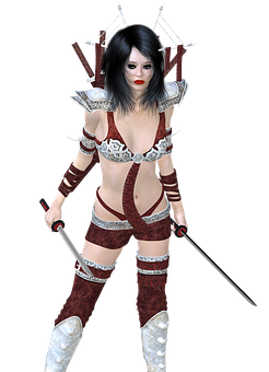 Fantasy Warrior Girl Costume PNG image