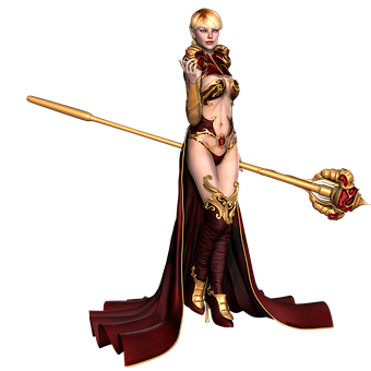 Fantasy Warrior Queenwith Scepter PNG image