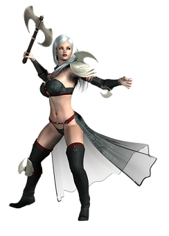 Fantasy Warrior Woman Axe PNG image