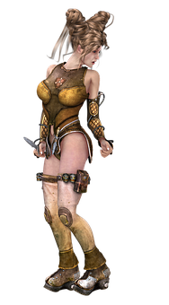 Fantasy Warrior Woman_ Game Character PNG image