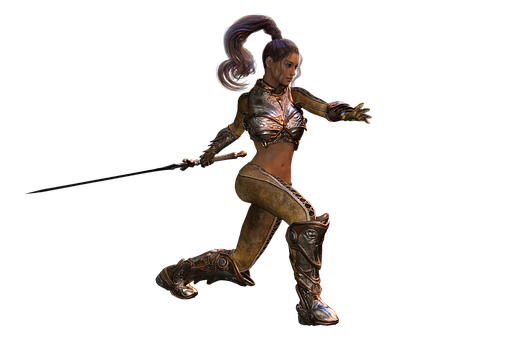 Fantasy Warrior Woman Render PNG image