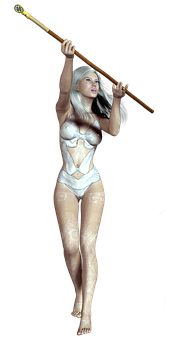 Fantasy_ Warrior_ Woman_with_ Staff PNG image