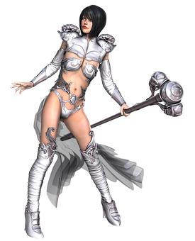 Fantasy Warrior Womanwith Hammer PNG image