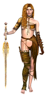 Fantasy Warrior Womanwith Sword PNG image