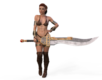 Fantasy Warrior Womanwith Sword PNG image