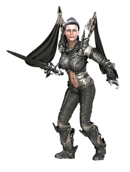 Fantasy Warrior Womanwith Wings PNG image