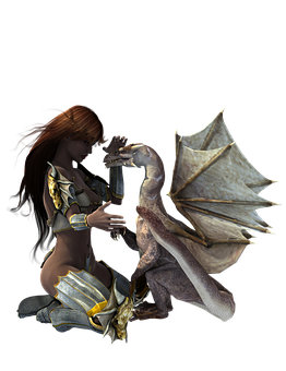 Fantasy Woman Dragon Bonding PNG image