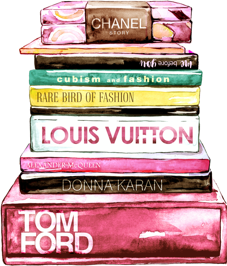 Fashion Designer Book Stack Watercolor PNG image