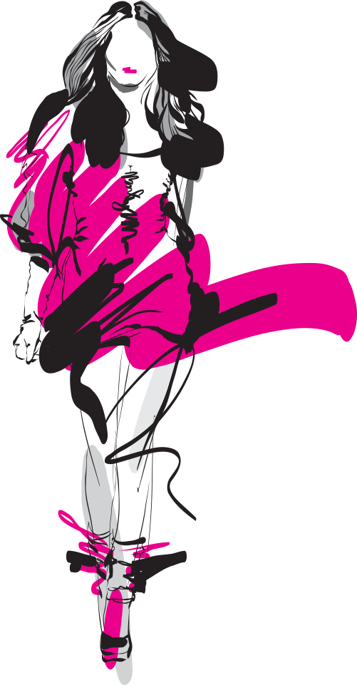 Fashion Sketch_ Fuchsia Flair PNG image